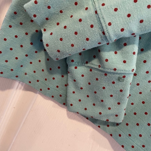 L.L. Bean Size XS Blue Red Polka Dot Long Sleeve Pullover Turtleneck Top Stretch - Picture 5 of 10